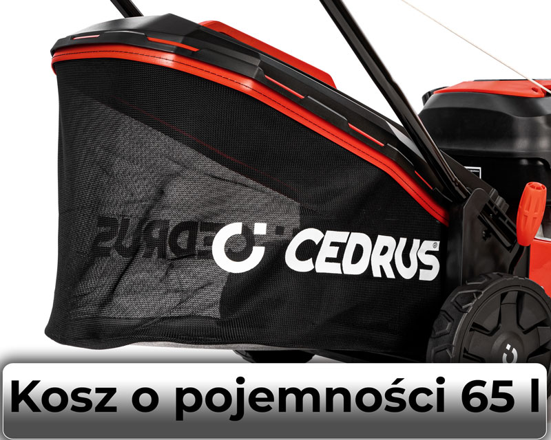 Kosz o pojemności 65 l w kosiarce Cedrus KS48